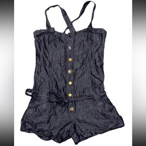 Guess Jeans Vintage Y2K Linen Blend Belted Romper Sleeveless SZ.L Runs Small